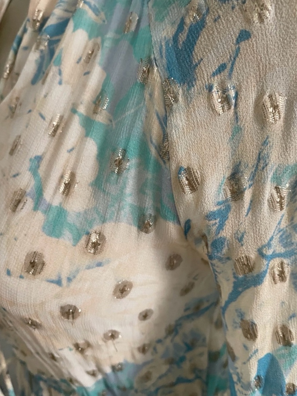 HEMANT & NANDITA Floral Georgette METALLIC MINI DRESS Size Small - Picture 15 of 16